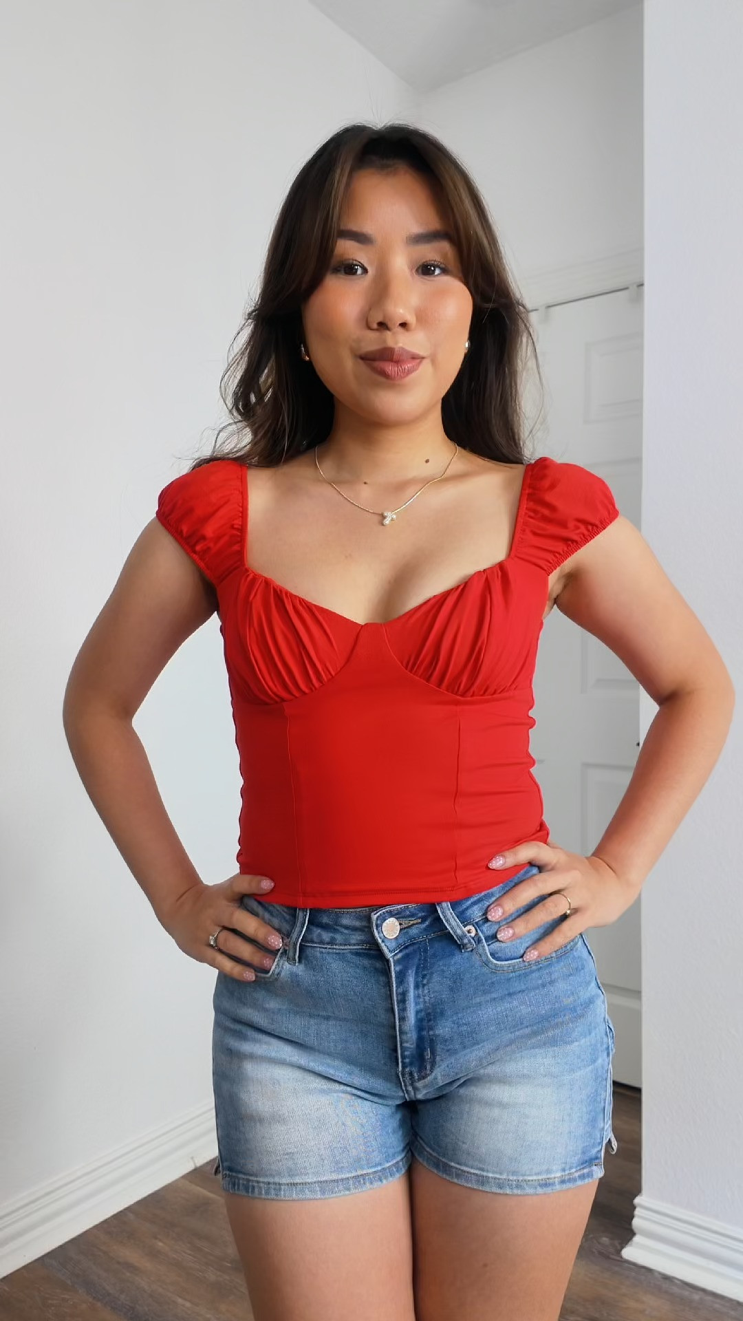 adhensive is a must in summer time! Wearing cup A, top size S, jeans size Small 

 #LTKPetite #LTKFindsUnder50 #LTKStyleTip