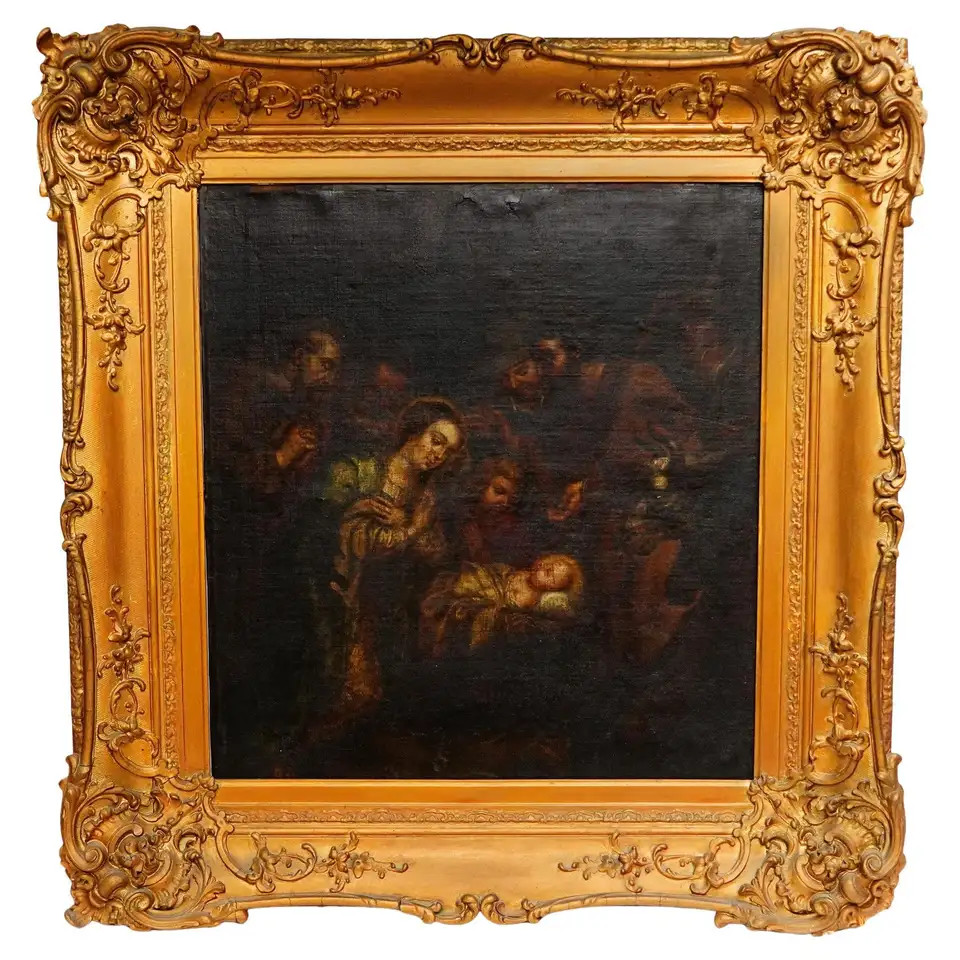 Antique 18th Century Oil on Canvas Large Painting, the Holy Family | 1stDibs
