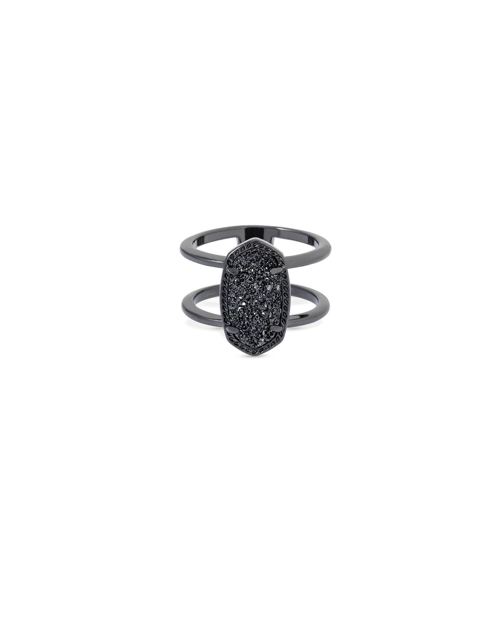 Elyse Gunmetal Ring in Black Drusy - 7 | Kendra Scott