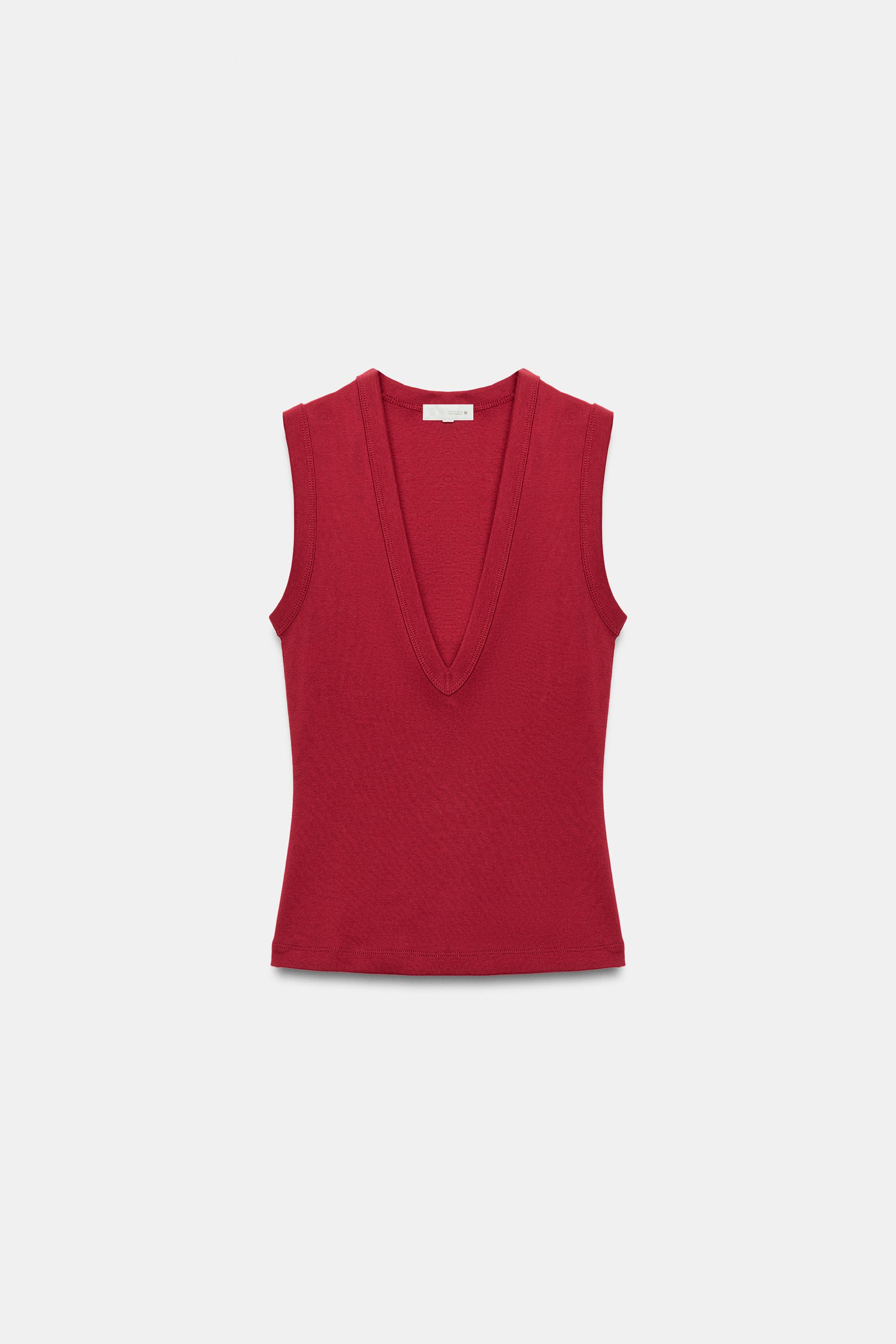CAMISETA ALGODÓN  ESCOTE PICO | Zara US