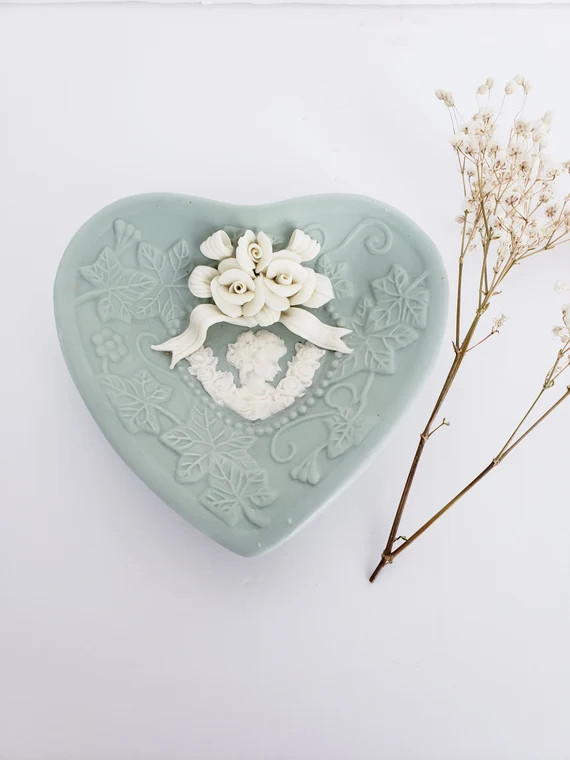 Vintage J.T.S. International Heart Shaped Green Jasperware | Etsy | Etsy (US)