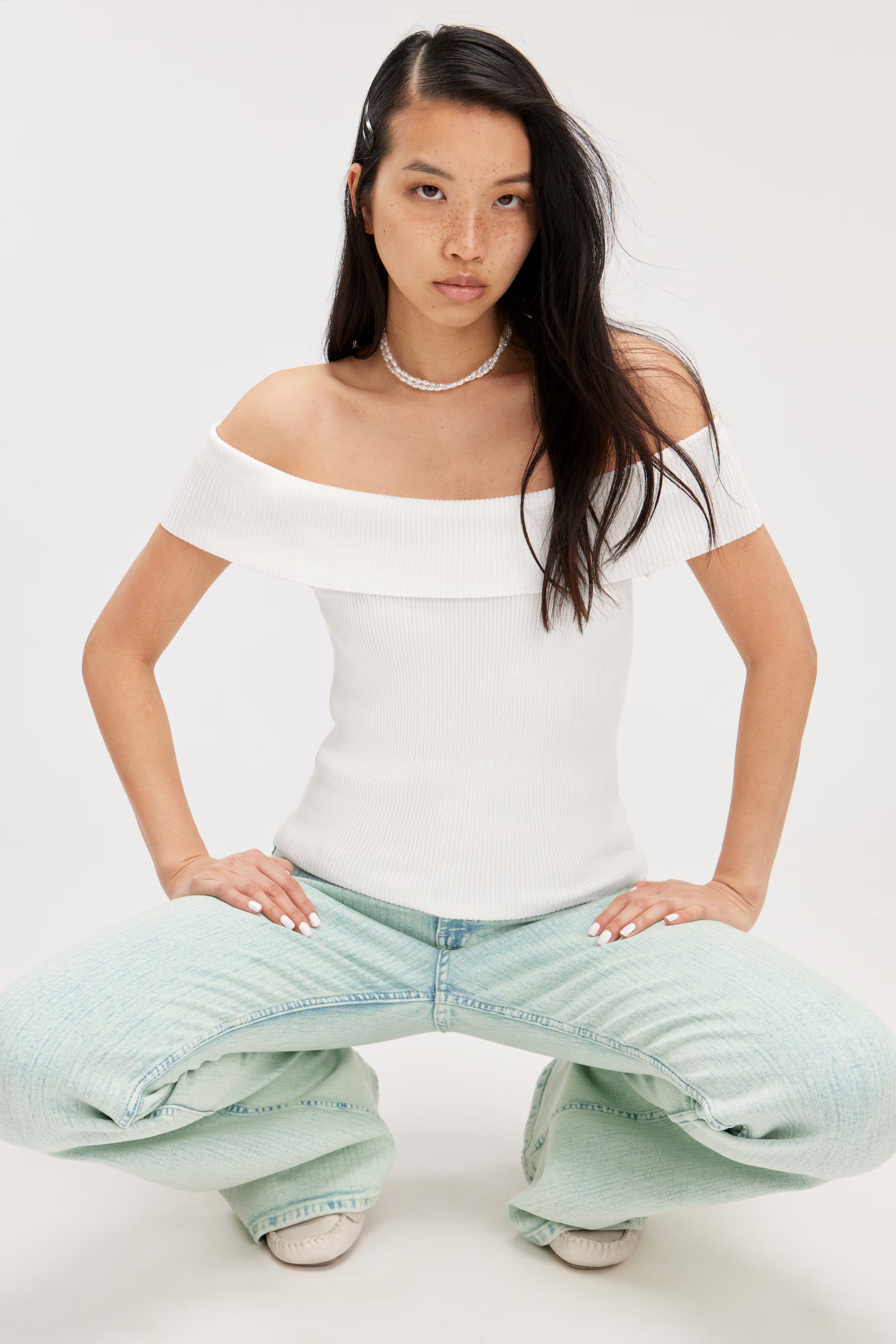 Knitted Off-Shoulder Top | H&M (UK, MY, IN, SG, PH, TW, HK)