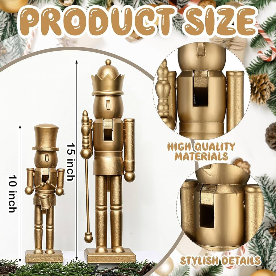 2 Pcs Christmas Nutcracker Ornaments Neutral Nutcracker Figures 10'' 15''Christmas Decor Ornament... | Amazon (US)