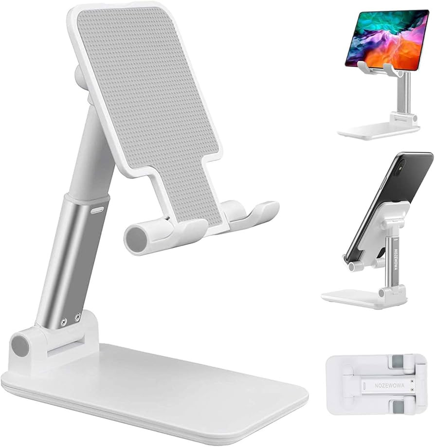 NOZEWOWA Foldable Cell Phone Stand for Desk,Height Angle Adjustable Phone Holder,Portable Desktop... | Amazon (CA)