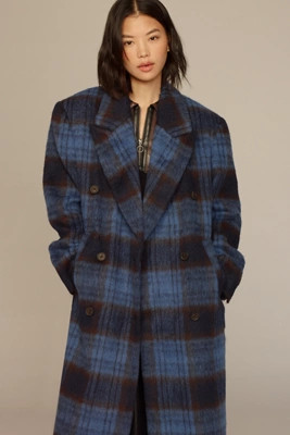 By Anthropologie Checked Long Coat | Anthropologie (US)