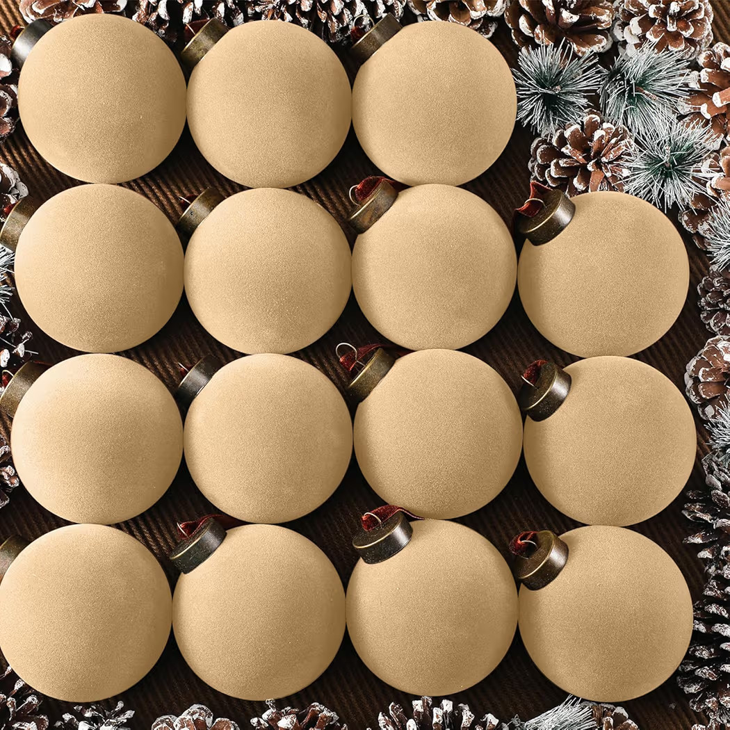 Liliful 15 Pcs Velvet Christmas Balls Bulk Flocked Christmas Tree Ball Ornaments Plastic Xmas Dec... | Amazon (US)