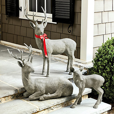 Montresor Deer Sculptures with Weathered Stone Finish for Indoor & Outdoor Decor | Ballard Designs, Inc.