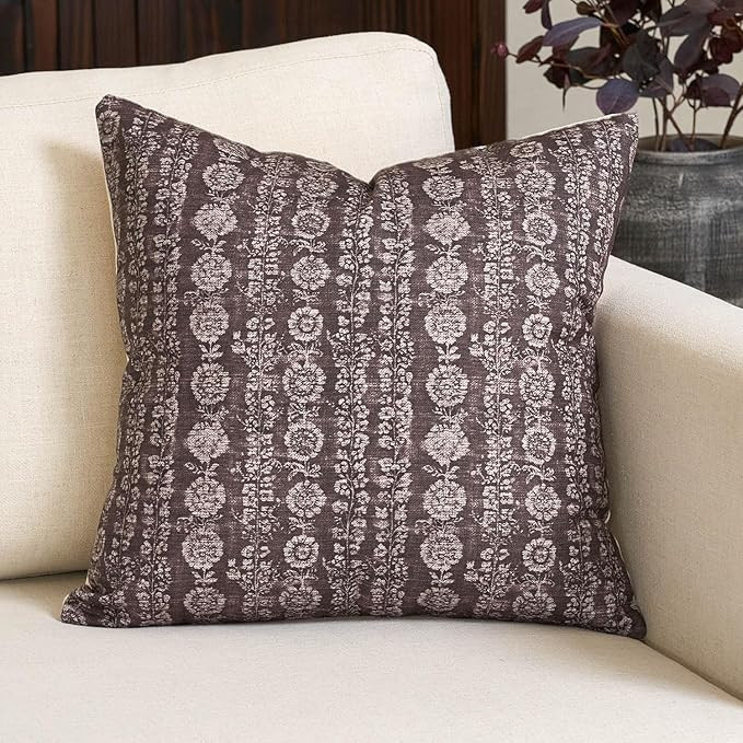 Amor Virisso Vintage Floral Throw Pillow Covers 20x20 Striped Farmhouse Block Print Pillow Cover ... | Amazon (US)