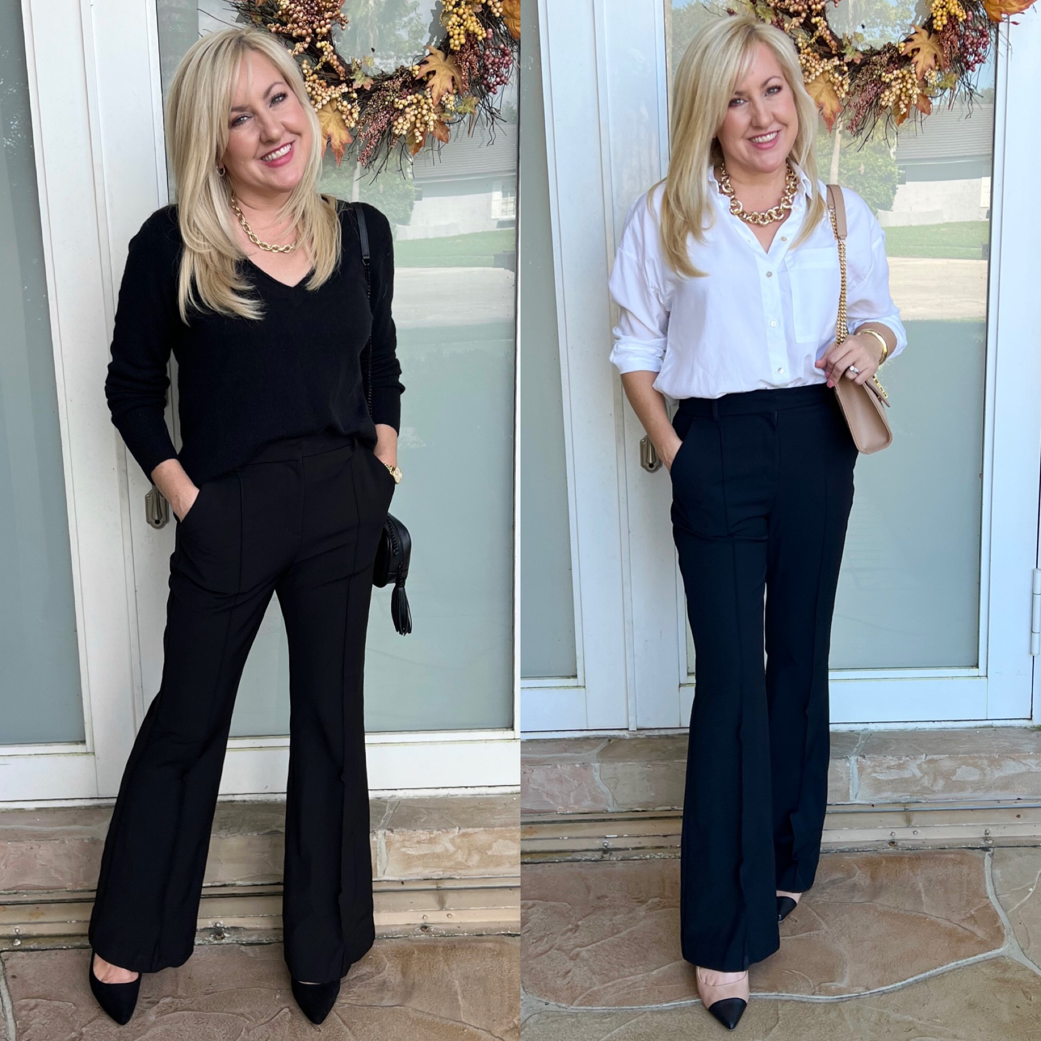 Black pants are definitely a wardrobe must have & this high waisted flare pair is so cute & on trend. They are also currently on sale 🎉 These are available in regular, petite, short & long which I also love. I’m wearing a 4P & at 5’3 these work for me with flats or heels. 


#LTKstyletip #LTKCyberweek #LTKsalealert