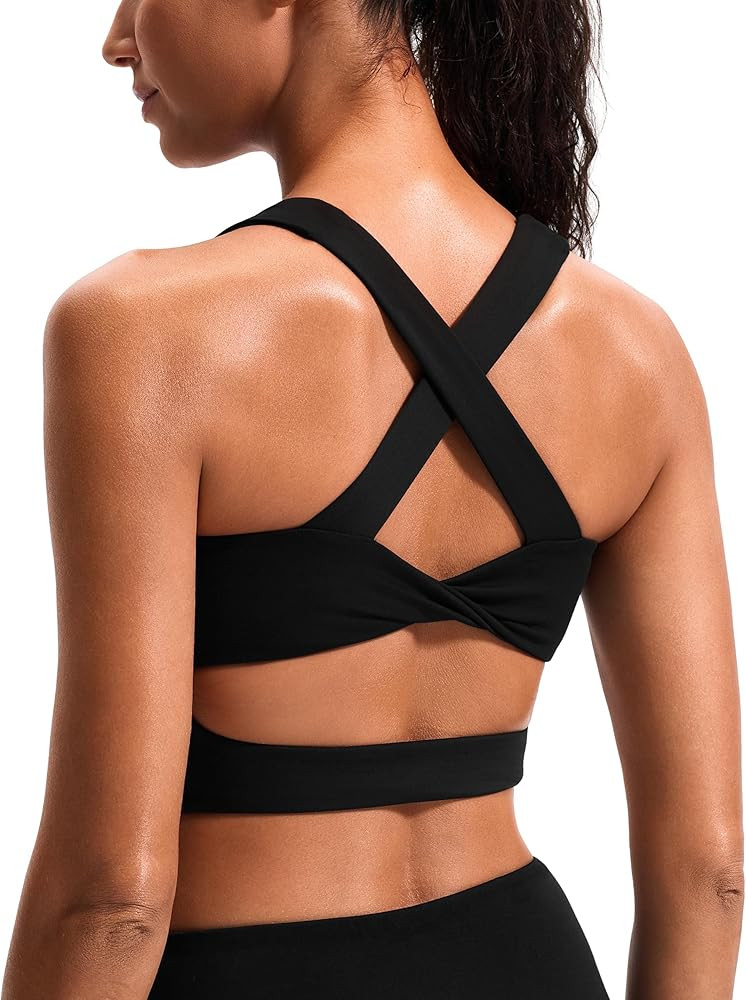 Sports Bras for Women Criss-Cross Back Padded Workout Tank Tops Medium Support Crop Tops for Wome... | Amazon (US)