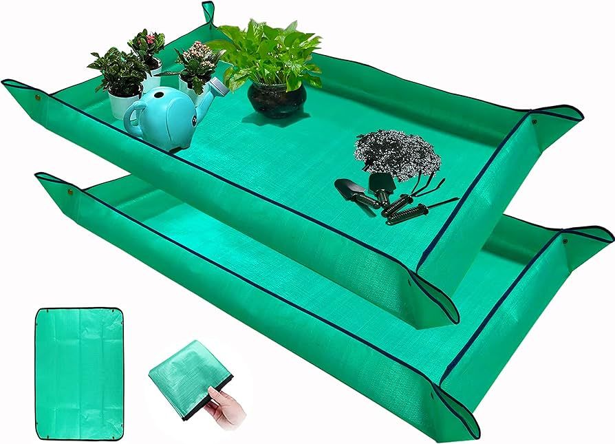 2 PCS Plant Repotting Mat for Indoor Plants, 43" X 29" Thickened Foldable Waterproof Plant Pottin... | Amazon (US)