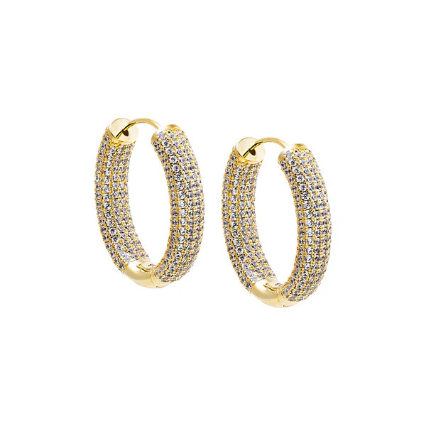 Oval CZ Pavé Wide Hoop Earring | Adina Eden
