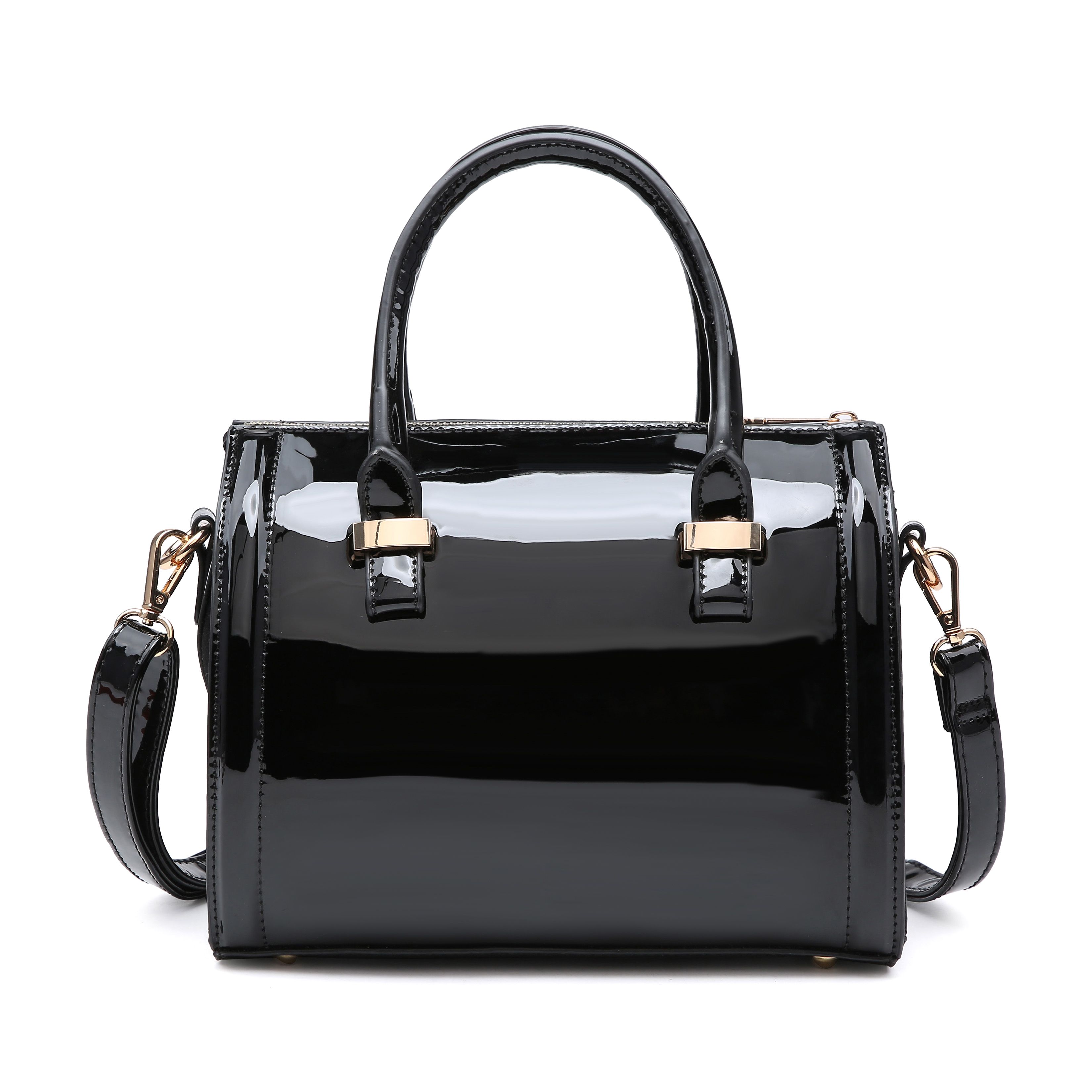 Shiny Patent Faux Leather Handbags Barrel Top Handle Purse Satchel Bag Shoulder Bag for Women - W... | Walmart (US)