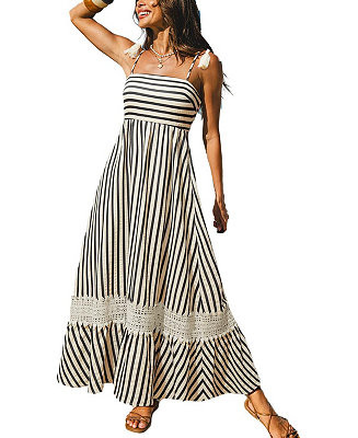 Women's Champagne Dreams Striped Maxi Beach Dress | Macy's