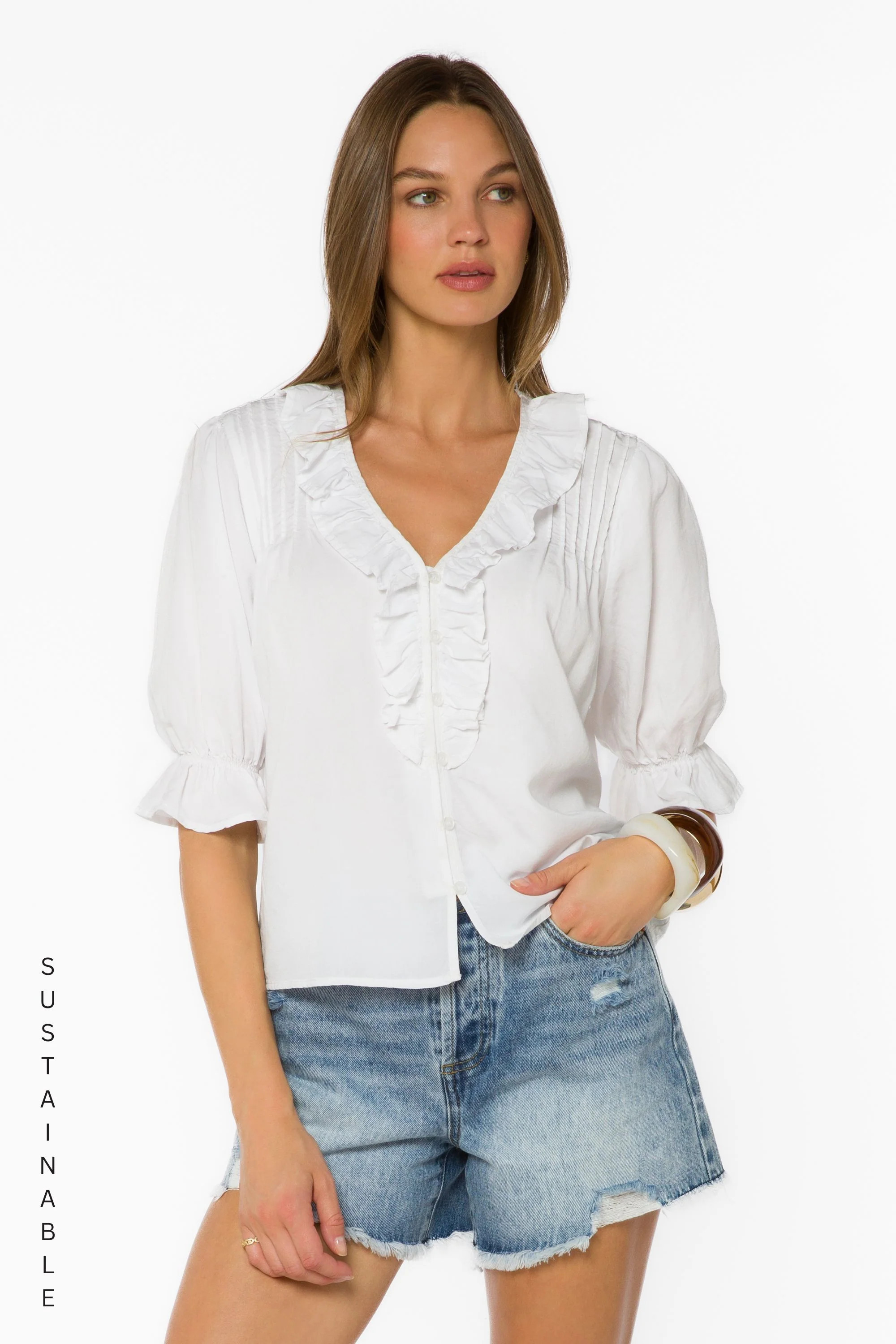 Anthea White Blouse L / Optic White | Velvet Heart Clothing