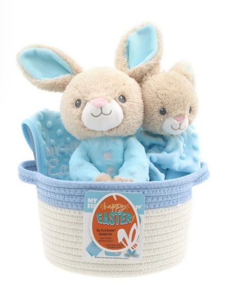 Baby's first Easter basket sets include matching stuffed bunny, bib, and baby rattle. 

#easter #easterbasket 

#LTKfamily #LTKSeasonal #LTKkids