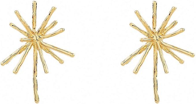 Amazon.com: Jana WinkleGold Metal Firework Stud Earrings Women Big Earrings Studs Statement Chand... | Amazon (US)