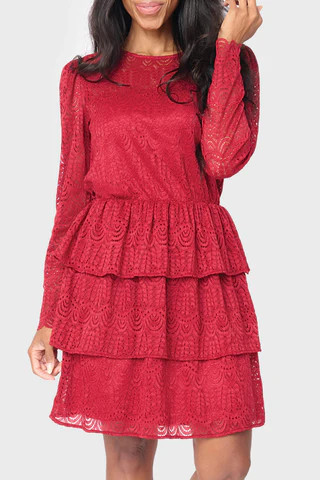 Scallop Lace Tiered Dress | Gibson