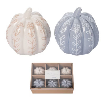 Transpac Mini Dolomite Fall Folk Pumpkins Set of 6 Decorative Ceramic Sculptures for Autumn Tabletop Decor and Gifts | Target