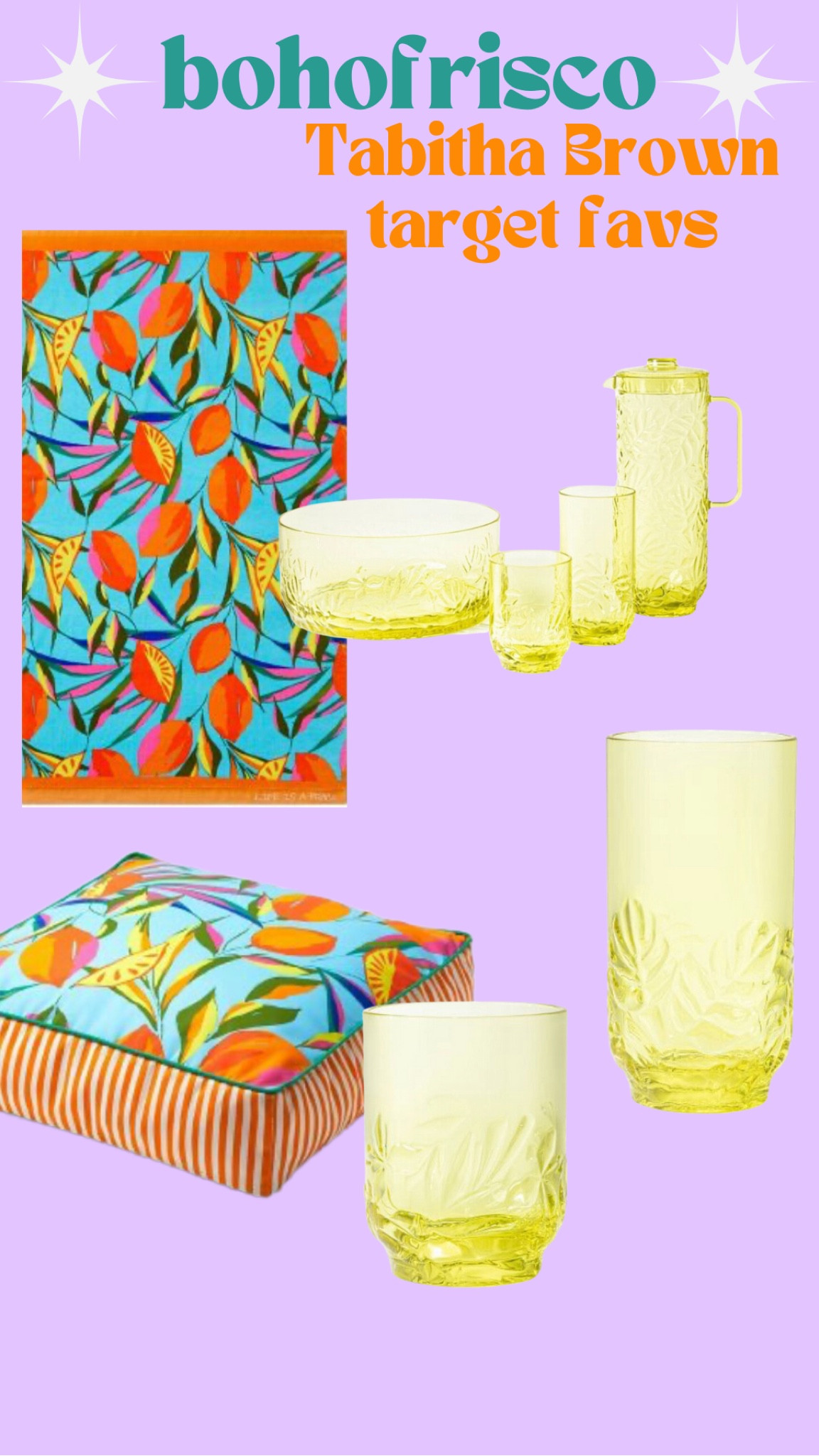 Limited edition sells out quickly tabitha brown target items home decor dining room citrus colorful home oranges yellow lime chartreuse acrylic cups juice glasses floor cushion towel 

#LTKunder50 #LTKFind #LTKhome
