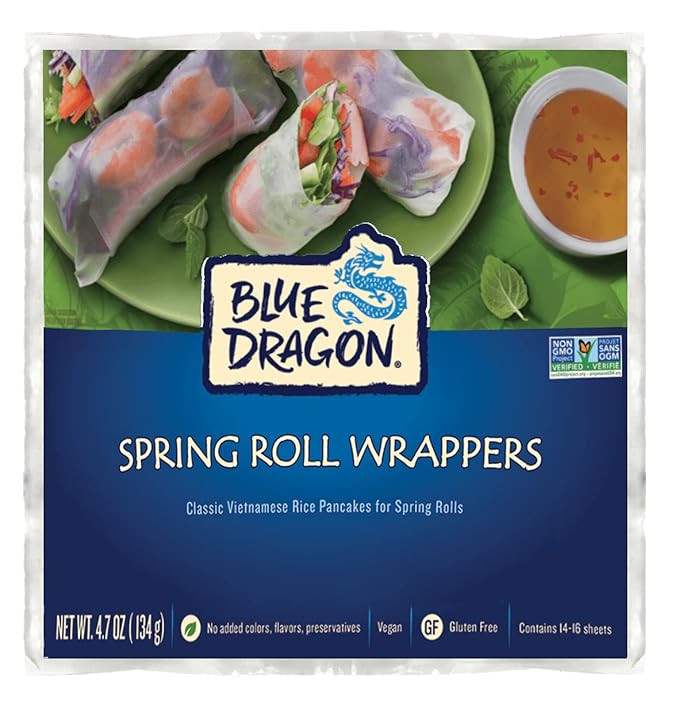 Blue Dragon Spring Roll Wrappers, 14 - 16 Sheets Per Pack, 4.7 Oz (Pack of 6), Four Simple Ingred... | Amazon (US)