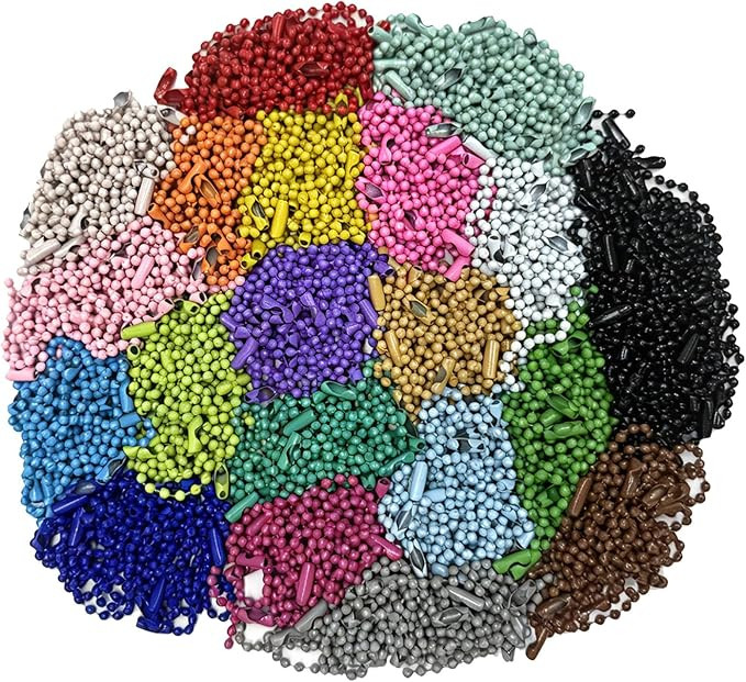 500 Pcs Mix Color Ball Chain Bulk,Metal Bead Chain,Keychain Chains Dog tag Chain,20 Color 3.9" Lo... | Amazon (US)