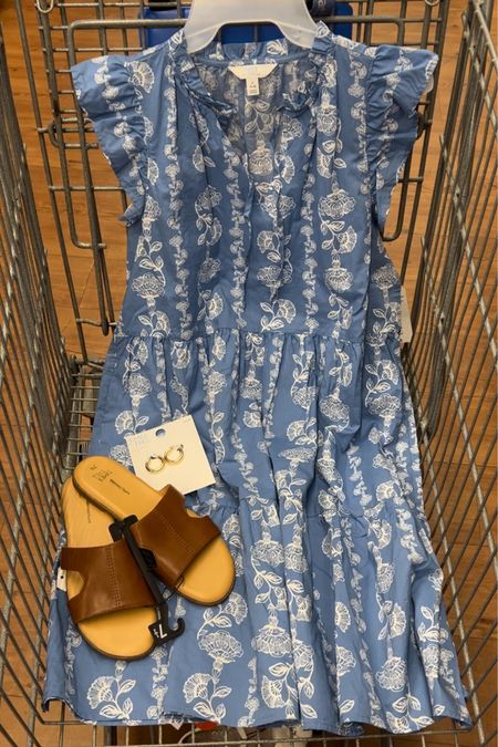Beautiful cotton dress at Walmart for spring, vacation, travel, summer! Got my usual size small. Sandals fit tts. #walmartfashion 

#LTKstyletip #LTKunder50