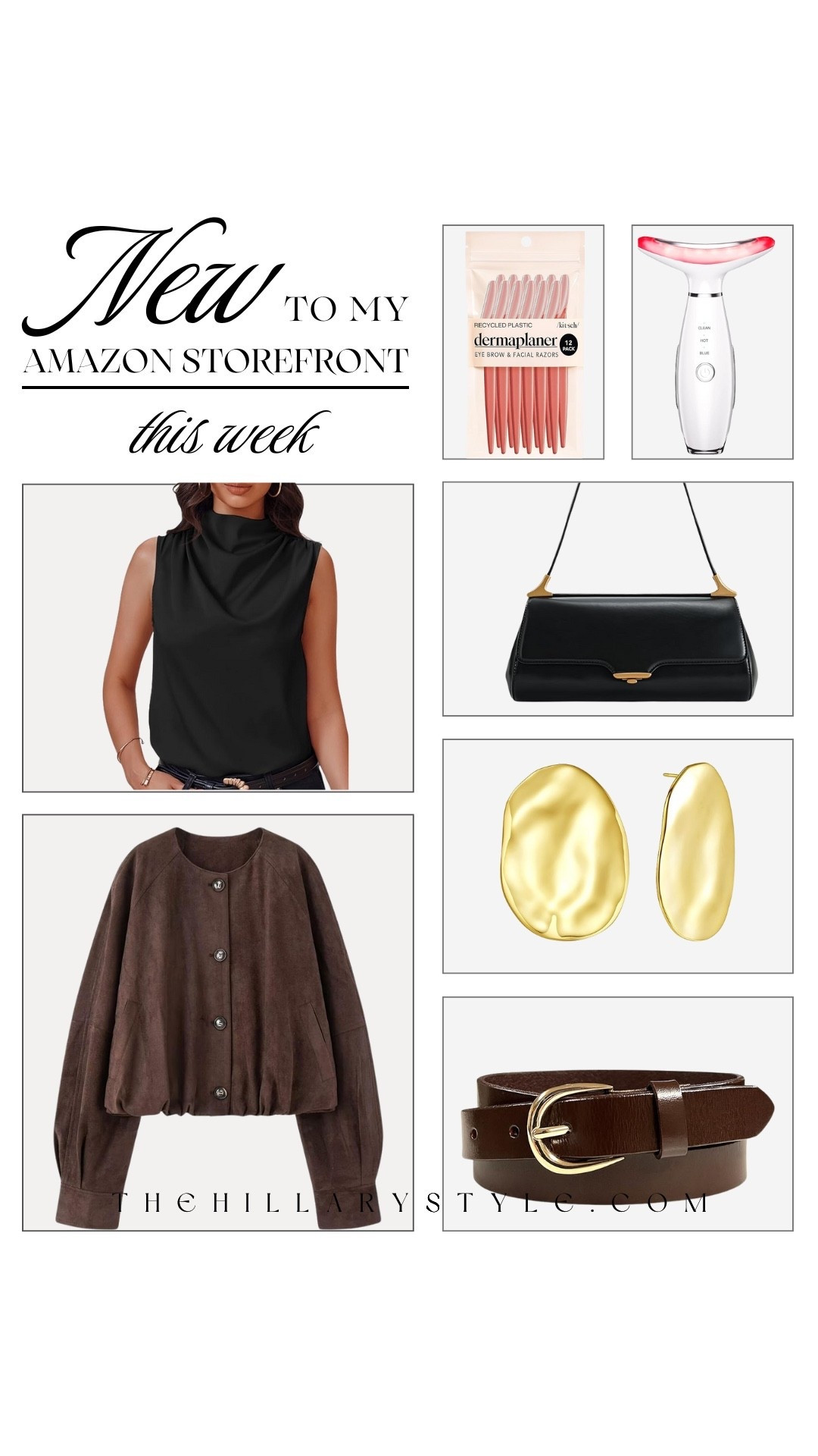 Just added to my Amazon storefront: elevated fashion & beauty staples to carry you into fall. Think smooth skin with the dermaplane razor, a chic mockneck satin top, and a designer-inspired handbag you’d never guess the price. I also love the oversized oval earrings and red light therapy tool — small luxuries that make a big difference.

#LTKBeauty #LTKOver40 #LTKStyleTip