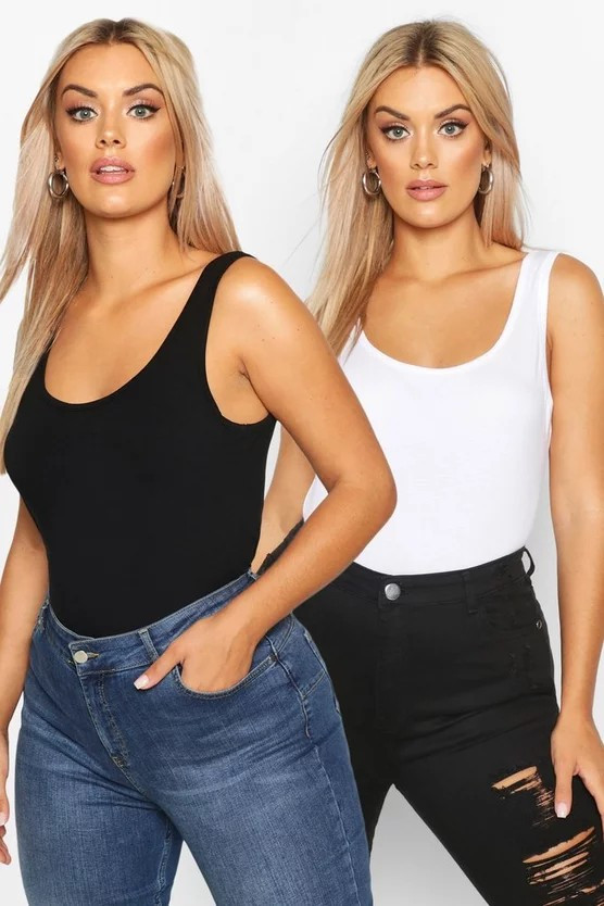 Plus 2 Pack Basic Wide Strap Tank Top | Boohoo.com (US & CA)