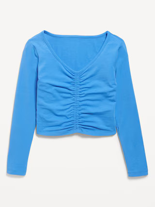Fitted Long-Sleeve Ruched Top for Girls | Old Navy | Old Navy (US)