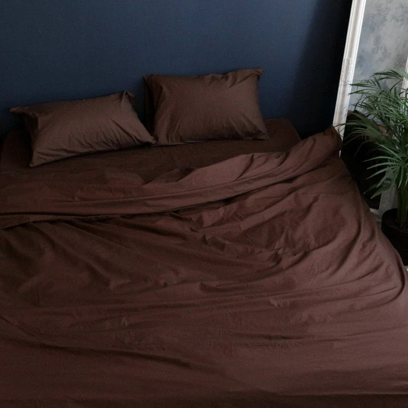 Natural Cotton Duvet Cover in Dark Brown. Twin, Full, Queen, King, Single, KingSingle, Double, Cu... | Etsy (US)