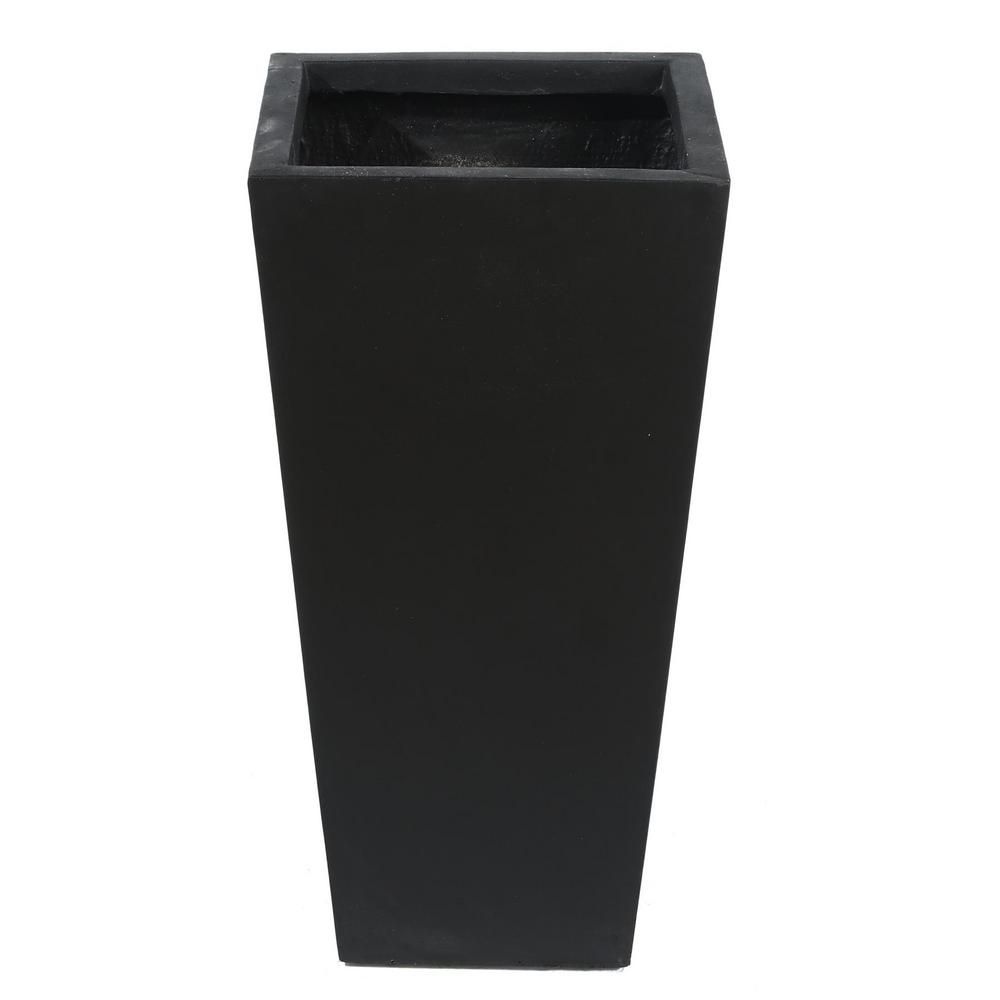 Luxen Home Medium Tapered Black Tall MgO Planter | The Home Depot