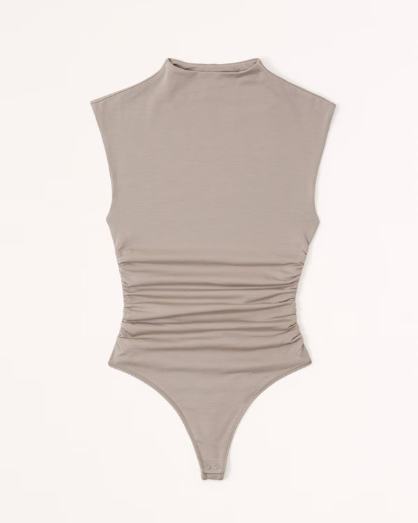 Cotton-Modal Ruched Shell Bodysuit | Abercrombie & Fitch (US)
