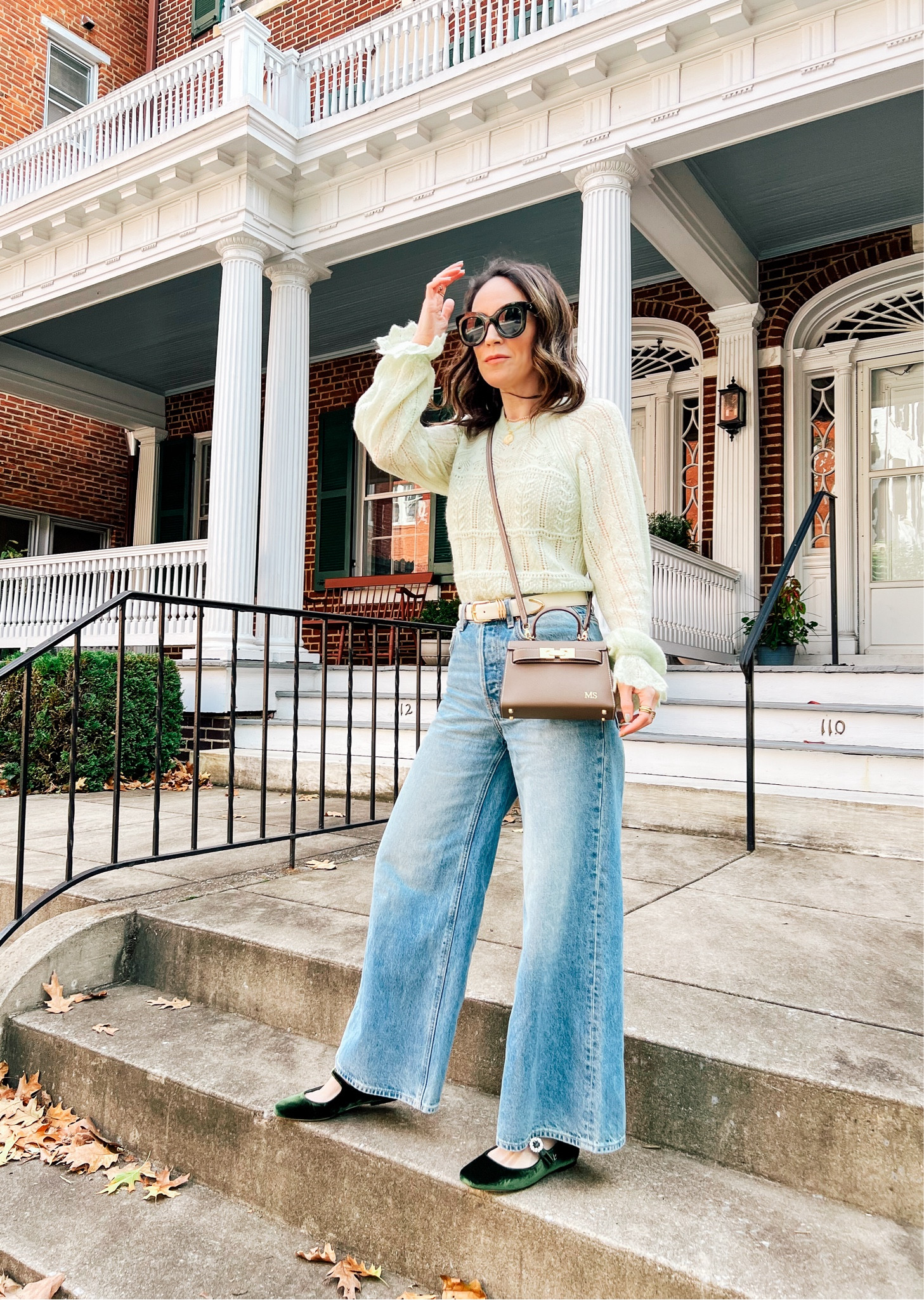 Styling wide leg jeans for fall, velvet ballet flats 

#LTKSeasonal #LTKOver40