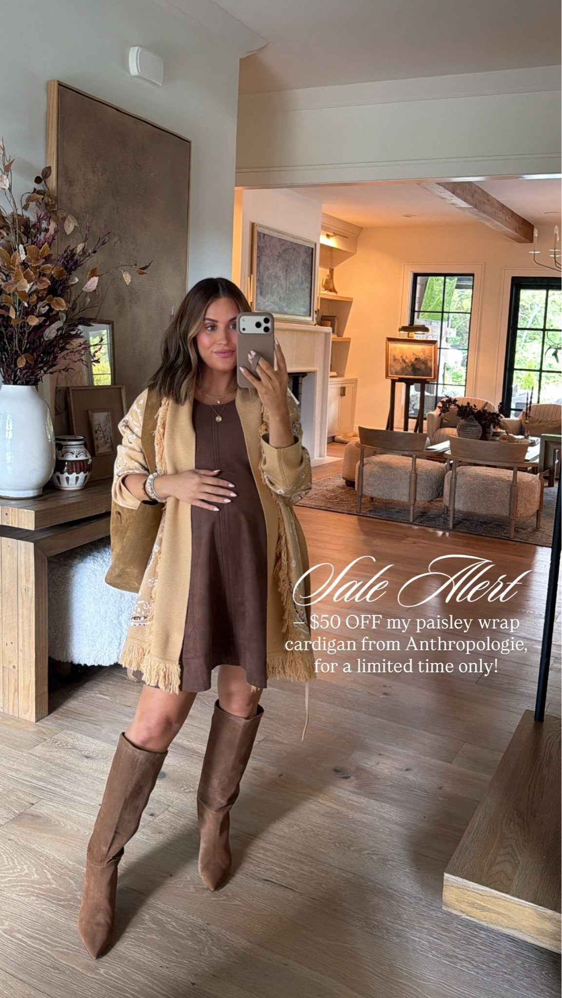 My paisley wrap cardigan from Anthropologie is currently on sale for a limited time— with $50 off!! Love this staple for fall to dress up with fall dresses, or down with leggings and a basic tee! Wearing size xs in the suede dress + cardigan is one size! 

#LTKsalealert || seasonal sales || Anthropologie fall outfits ||