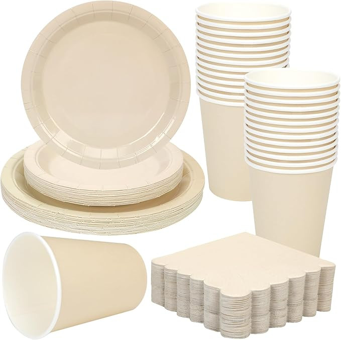 150 Pcs Disposable Paper Party Dinnerware Supplies Set Includes 7'' 9'' Disposable Paper Plates 9... | Amazon (US)