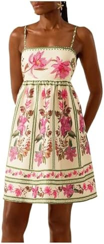 SOLY HUX Women's Floral Print Cami Dress Spaghetti Strap A Line Flared Flowy Short Summer Dresses... | Amazon (US)