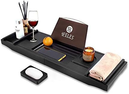 IFELES Luxury Bathtub Caddy Tray, One or Two Person Bath and Bed Tray, Bonus Free Soap Holder (Bl... | Amazon (US)