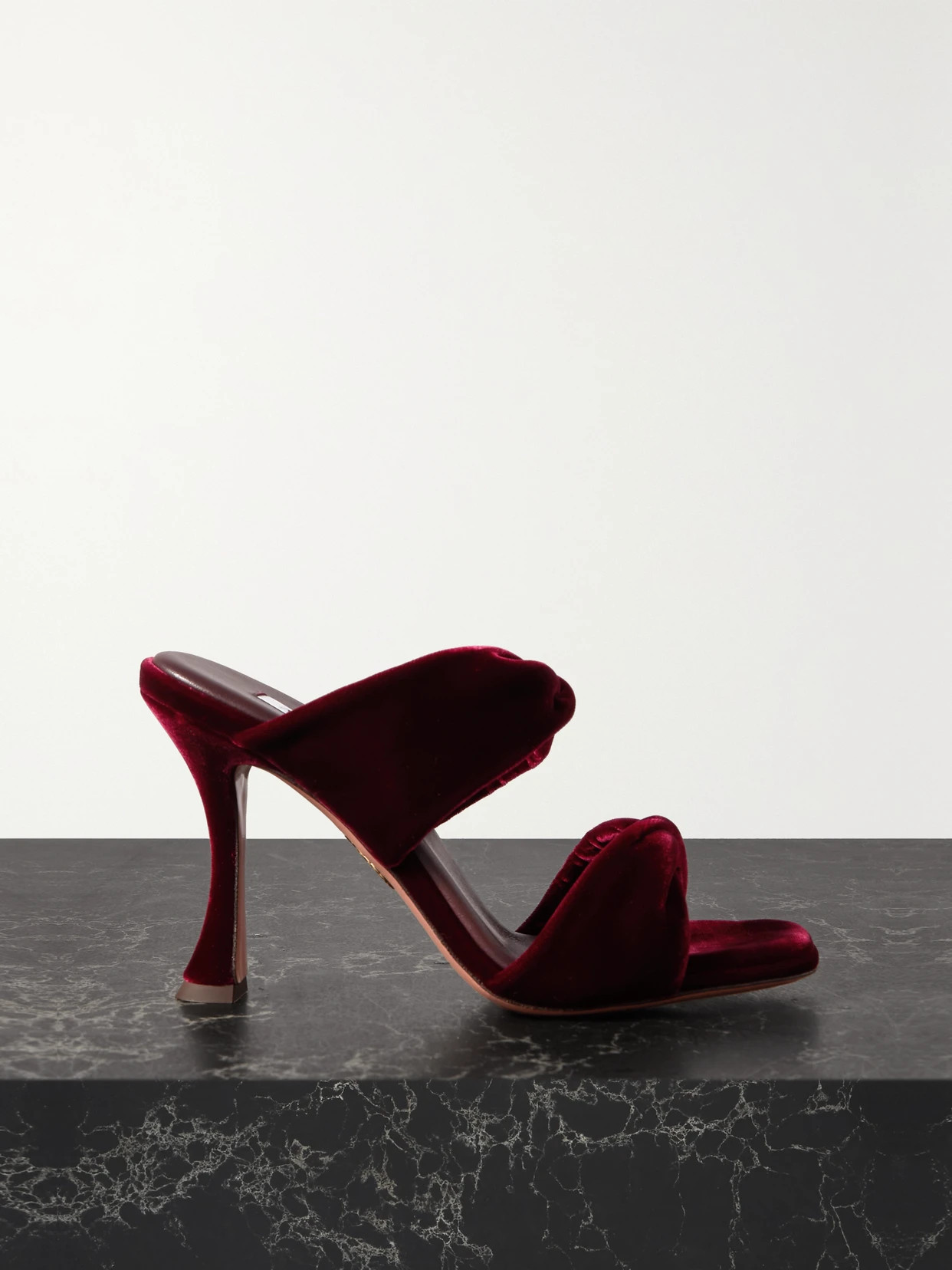 Aquazzura - Twist 95 Velvet Sandals - Burgundy | NET-A-PORTER (US)