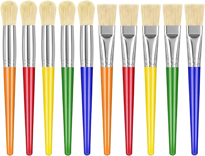 10 PCS Paint Brushes for Kids Toddler 1-5, Washable Kids Paint Brushes for Acrylic Painting, Larg... | Amazon (US)