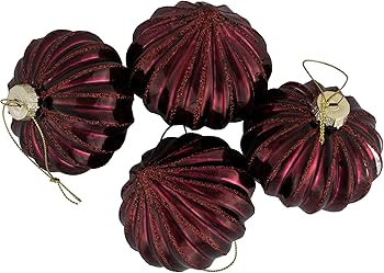 Northlight 4ct Shiny Onion Glass Christmas Ornaments, 3", Maroon | Amazon (US)