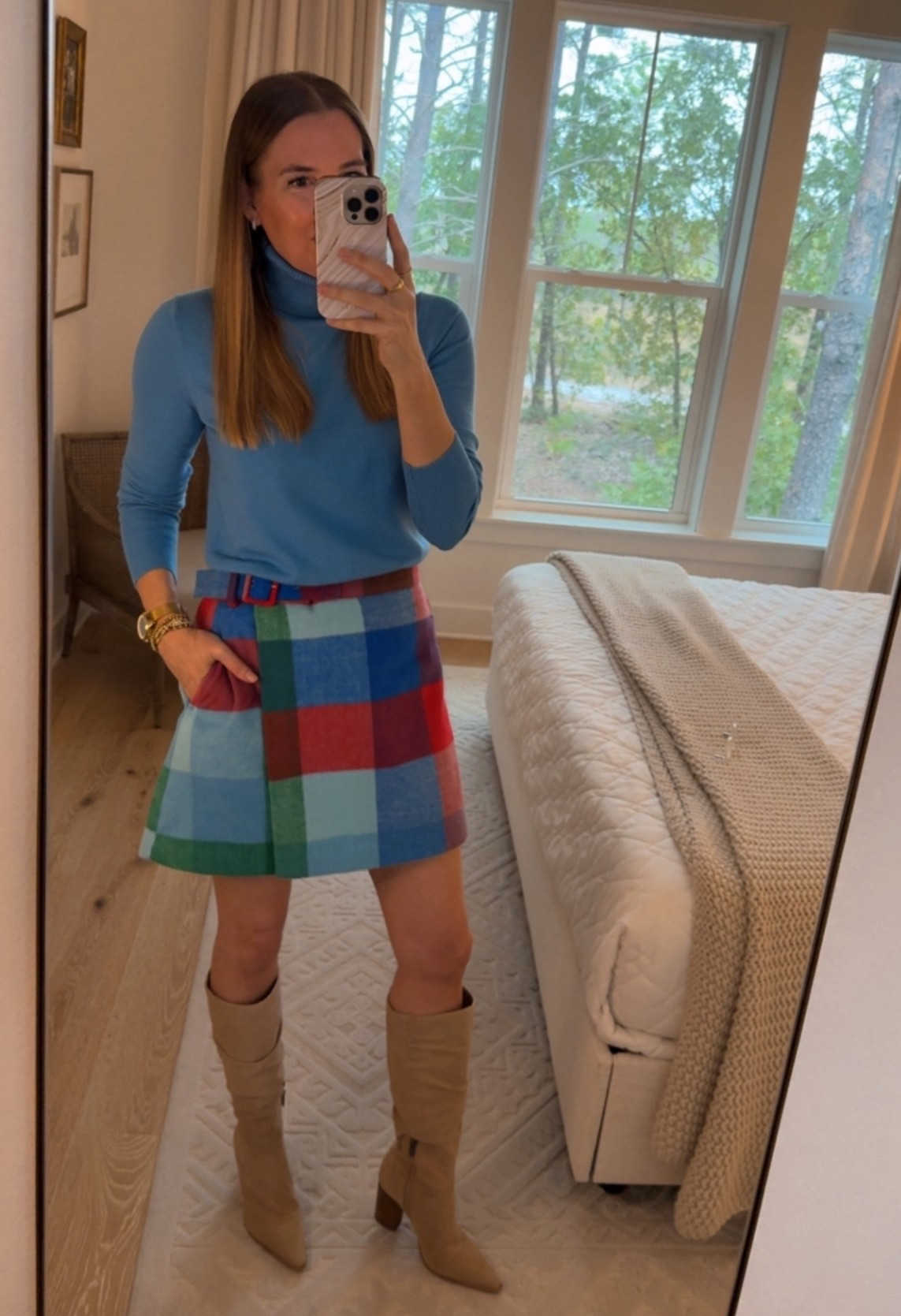 #walmartpartner Three holiday looks all under $100 linked below. I’m love with the colors on this skirt and beautiful blue turtleneck. @walmartstyle #walmartstyle

#LTKHoliday #LTKFindsUnder50