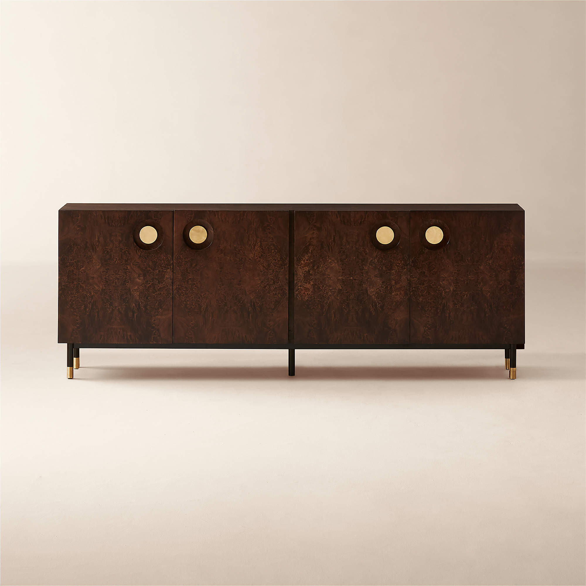 Carbon 82" Brown Burl Wood Media Console + Reviews | CB2 | CB2