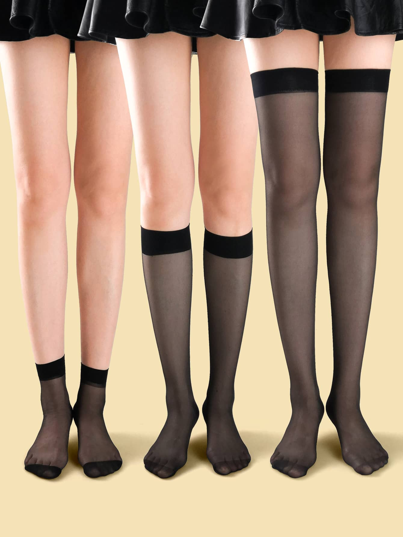 3pairs Plain Sheer Mesh Socks | SHEIN