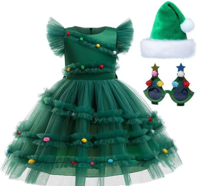 keaiyouhuo Girls Christmas Tree Dress Costume Kid Xmas Outfit with Accessories | Amazon (US)
