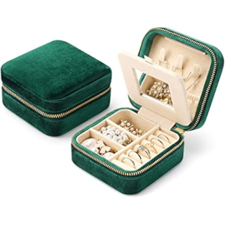 Plush Velvet Travel Jewelry Box Organizer | Travel Jewelry Case, Jewelry Travel Organizer | Small Je | Amazon (US)