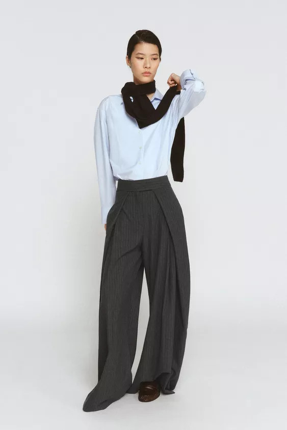 ZW COLLECTION PLEATED WIDE LEG PANTS | Zara US