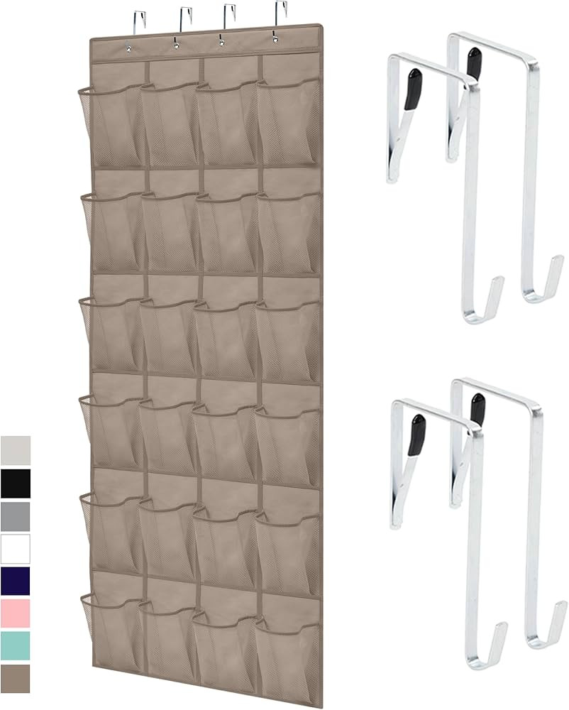 Gorilla Grip Over the Door Shoe Organizer, 24 Large Breathable Mesh Pockets, Space Saving Hanging... | Amazon (US)