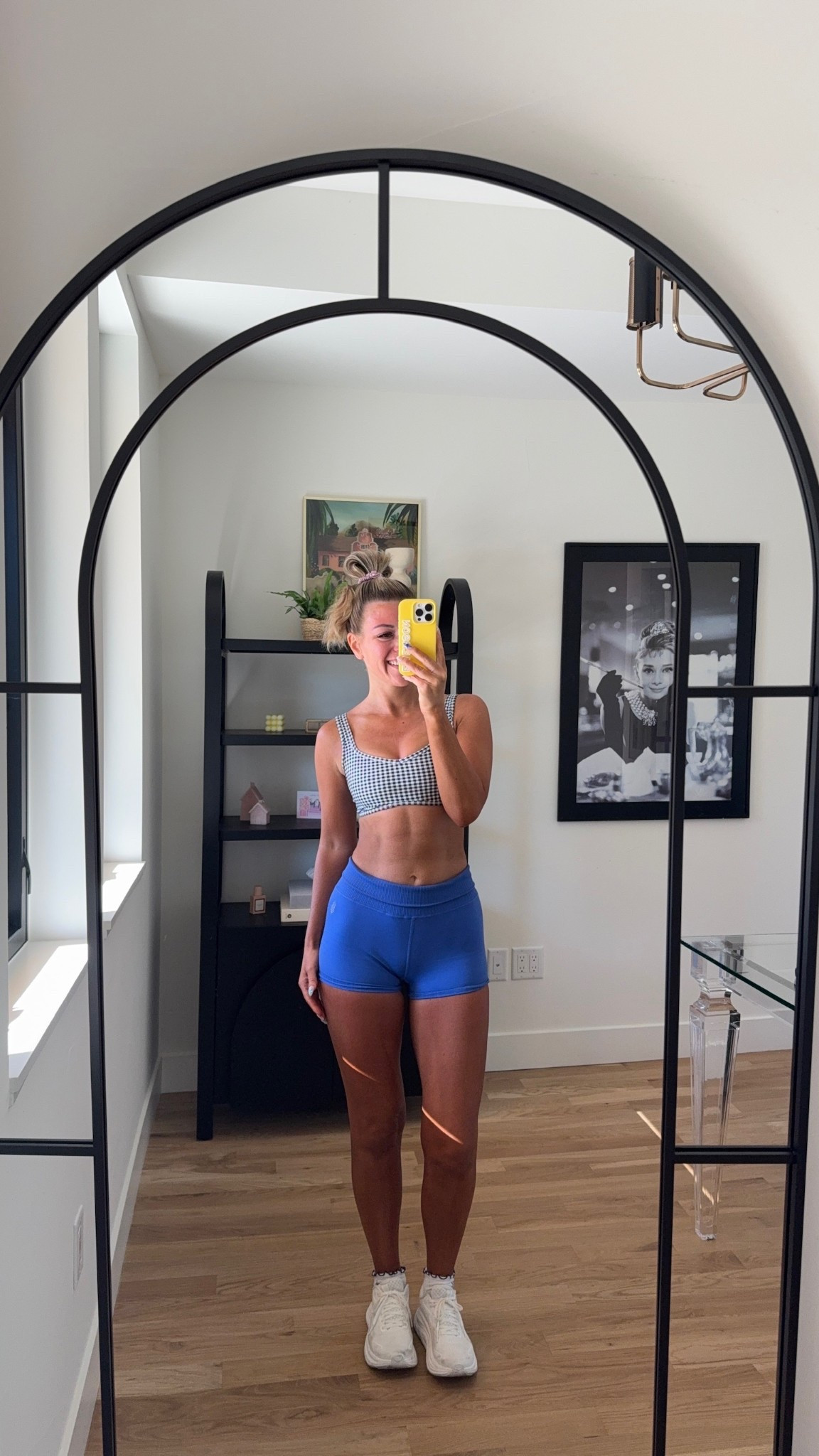 Checkered sports bra and blue running shorts gym workout look wearing xs too small bottoms 

Loving tan code: emersonlt
Factor code: 50emerson

Activewear
Gym outfit
Running shorts
Sports bra
Home tanning 
Meal delivery 

#LTKSeasonal #LTKStyleTip #LTKActive