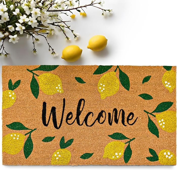 MAINEVENT Lemon Doormat, 30x17 Inch, Outdoor Rug, Yellow Coir Doormat, Hello Spring Door Mat | Amazon (US)